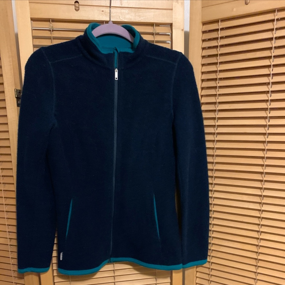 Icebreaker Womens M Blue Jacket Merino Wool Full Zip